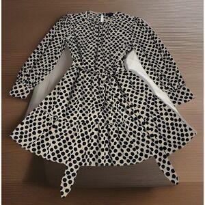 Who What‎ Wear Women's Dress Printed Polka Dot Brown Sz M Linen Blend Classy